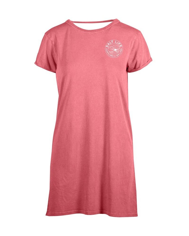 Women's Coastline Cotton T-Shirt Dress Pink Punch $24.48 Dresses