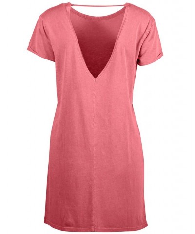 Women's Coastline Cotton T-Shirt Dress Pink Punch $24.48 Dresses