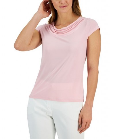 Women's Cowl-Neck Short-Sleeve Top Tutu Pink $16.66 Tops