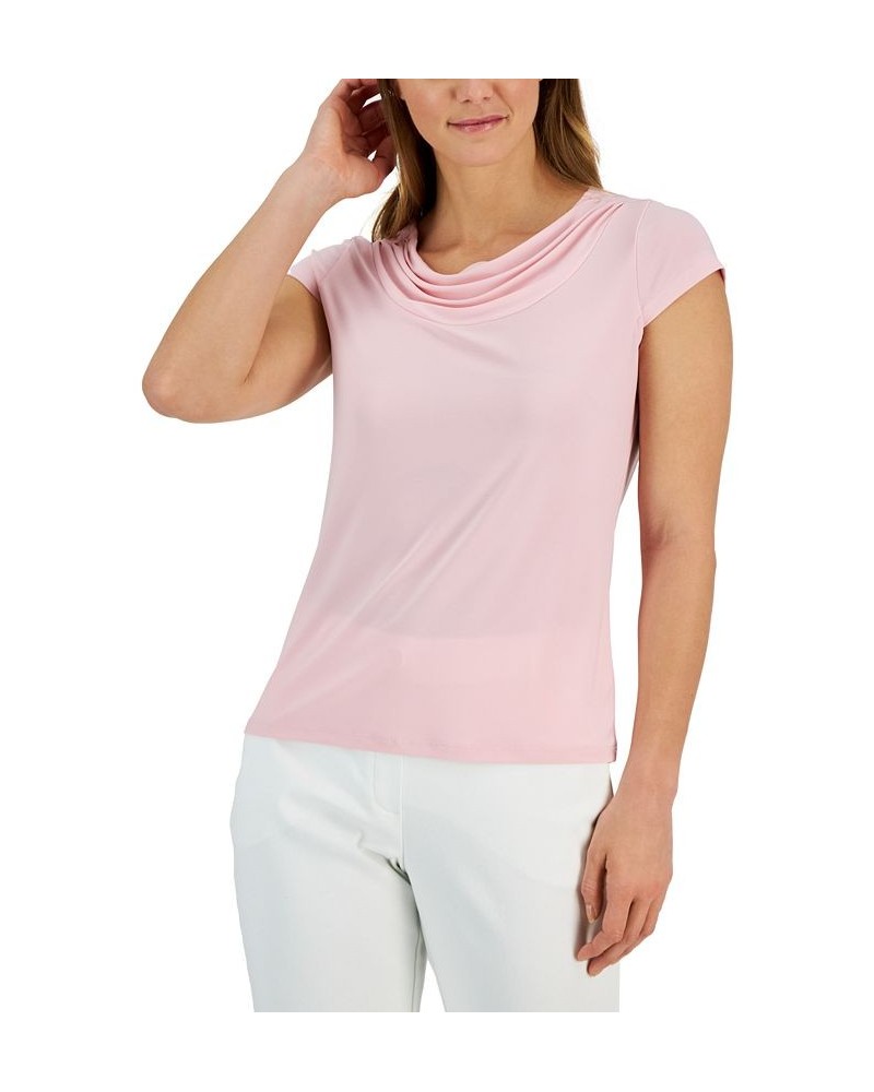 Women's Cowl-Neck Short-Sleeve Top Tutu Pink $16.66 Tops