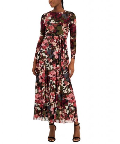 Petite Printed Long-Sleeve Maxi Dress Chianti Combo $34.98 Dresses