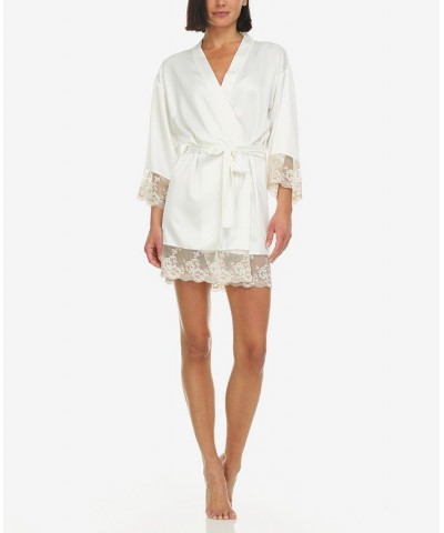 Women's Rosa Satin Coverup Robe Ivory $43.12 Sleepwear