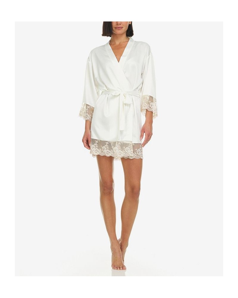 Women's Rosa Satin Coverup Robe Ivory $43.12 Sleepwear