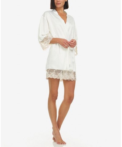 Women's Rosa Satin Coverup Robe Ivory $43.12 Sleepwear