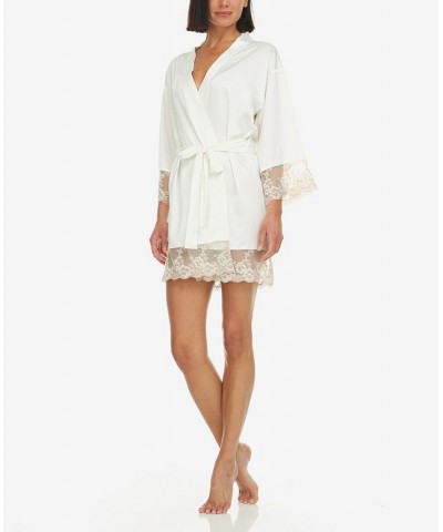 Women's Rosa Satin Coverup Robe Ivory $43.12 Sleepwear