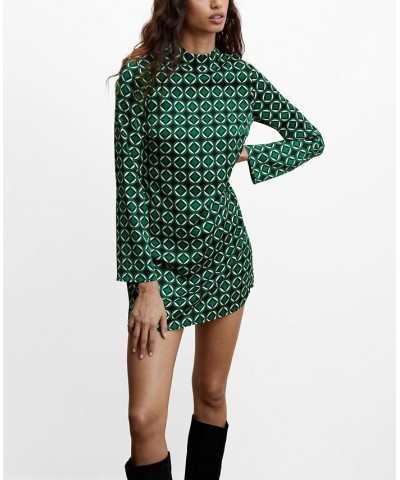 Women's Printed Short Dress Green $28.80 Dresses