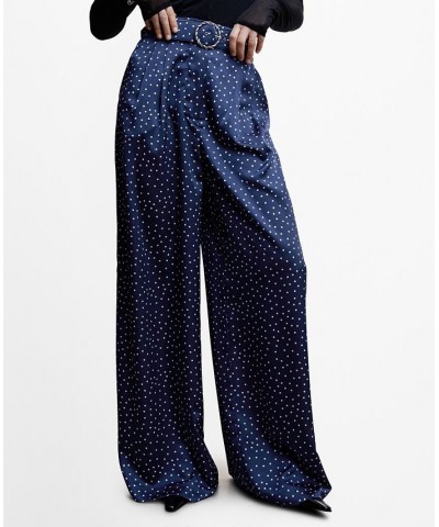 Women's Satin Palazzo Pants Blue $45.89 Pants