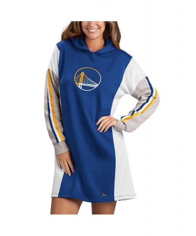 Women's Royal White Golden State Warriors Bootleg Long Sleeve Hoodie T-shirt Dress Blue $43.19 Dresses