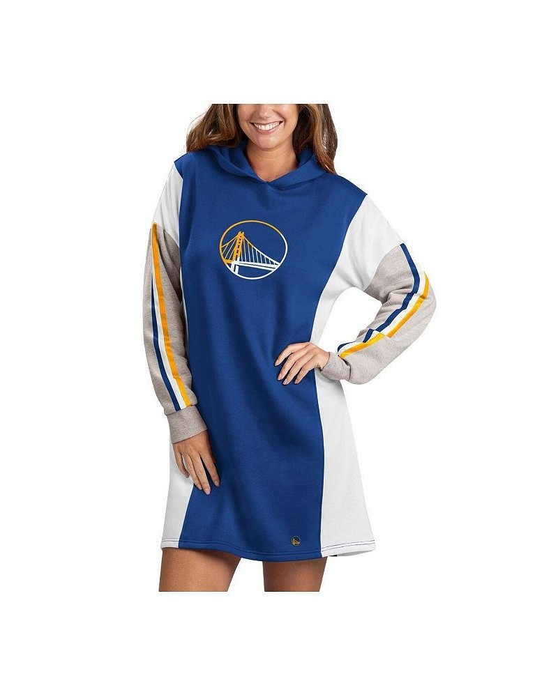 Women's Royal White Golden State Warriors Bootleg Long Sleeve Hoodie T-shirt Dress Blue $43.19 Dresses