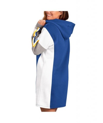 Women's Royal White Golden State Warriors Bootleg Long Sleeve Hoodie T-shirt Dress Blue $43.19 Dresses