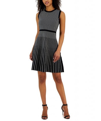 Women's Vertical Stripe Fit & Flare Sleeveless Dress Anne Black/anne White $31.82 Dresses