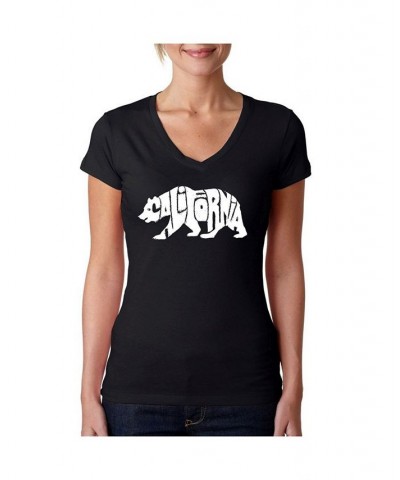 Women's Word Art V-Neck T-Shirt - California Bear Black $17.84 Tops