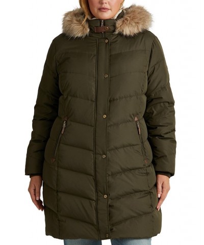 Women's Plus Size Faux-Fur-Trim Hooded Down Puffer Coat Litchfield $93.60 Coats