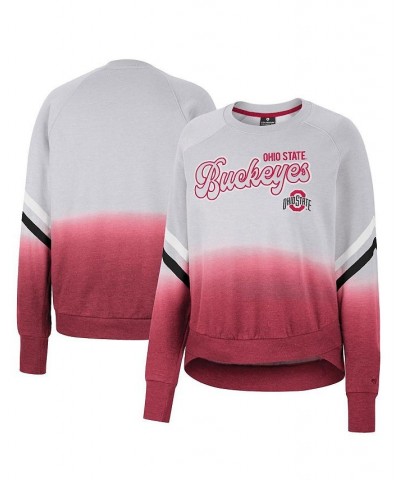 Women's Gray Ohio State Buckeyes Cue Cards Dip-Dye Raglan Pullover Sweatshirt Gray $33.14 Sweatshirts