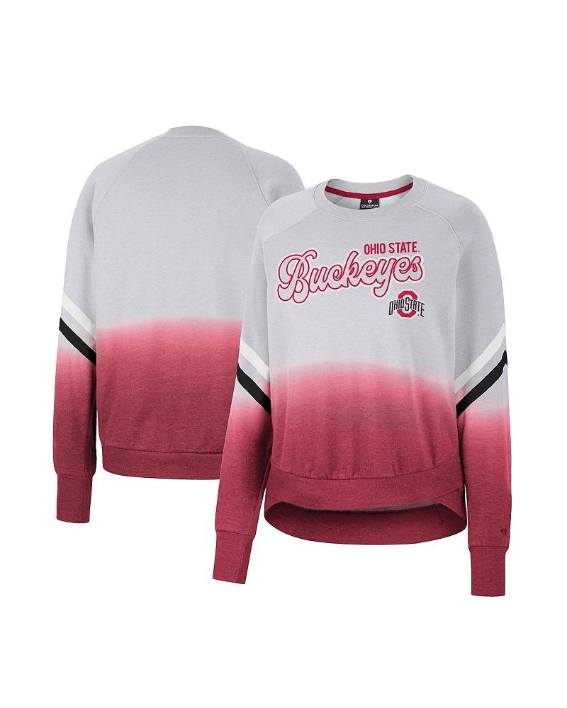 Women's Gray Ohio State Buckeyes Cue Cards Dip-Dye Raglan Pullover Sweatshirt Gray $33.14 Sweatshirts