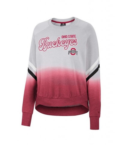 Women's Gray Ohio State Buckeyes Cue Cards Dip-Dye Raglan Pullover Sweatshirt Gray $33.14 Sweatshirts