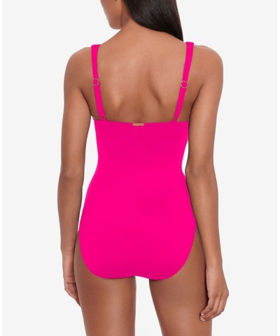 Front-Tie One-Piece Swimsuit Pink $74.40 Swimsuits