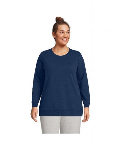 Women's Plus Size Serious Sweats Crewneck Long Sleeve Sweatshirt Tunic Soft blue haze rugby stripe $42.48 Tops