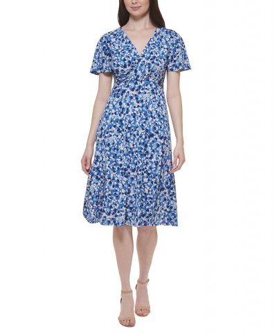 Petite Ruched Empire-Waist Dress Denim Multi $36.89 Dresses