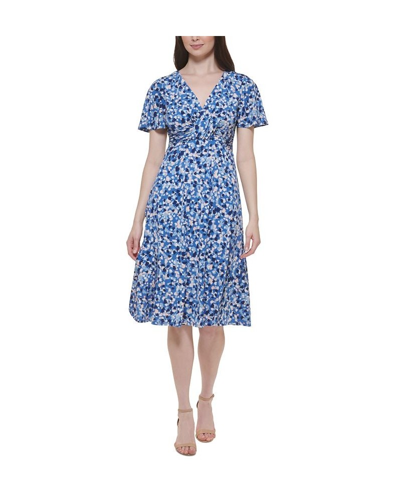 Petite Ruched Empire-Waist Dress Denim Multi $36.89 Dresses