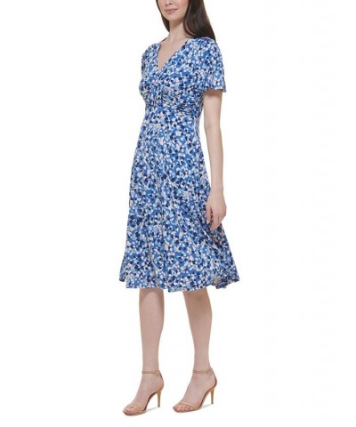 Petite Ruched Empire-Waist Dress Denim Multi $36.89 Dresses