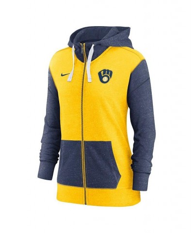 Women's Gold Milwaukee Brewers Full-Zip Hoodie Gold $44.10 Sweatshirts