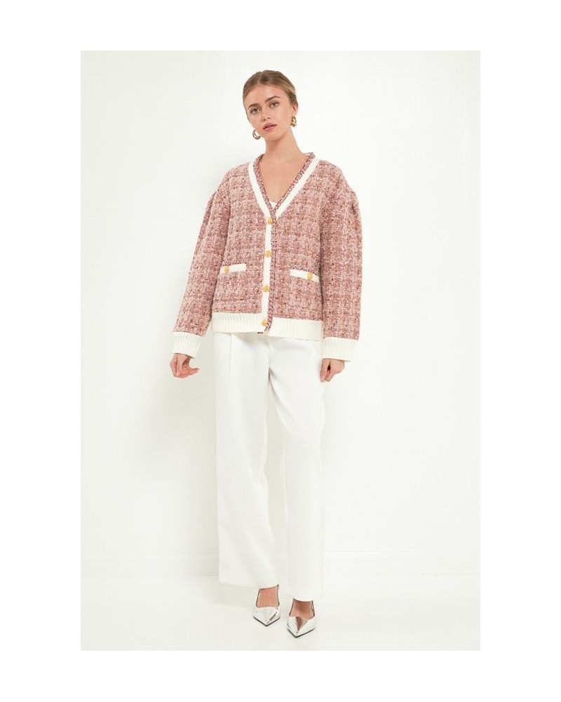 Women's Boucle Cardigan Pink $118.40 Sweaters