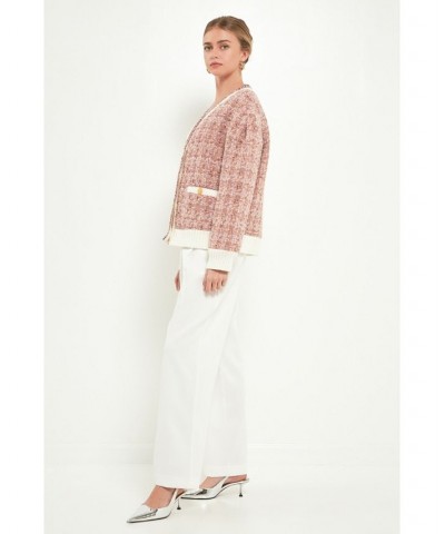 Women's Boucle Cardigan Pink $118.40 Sweaters