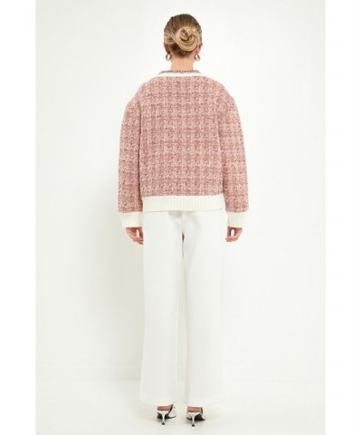 Women's Boucle Cardigan Pink $118.40 Sweaters