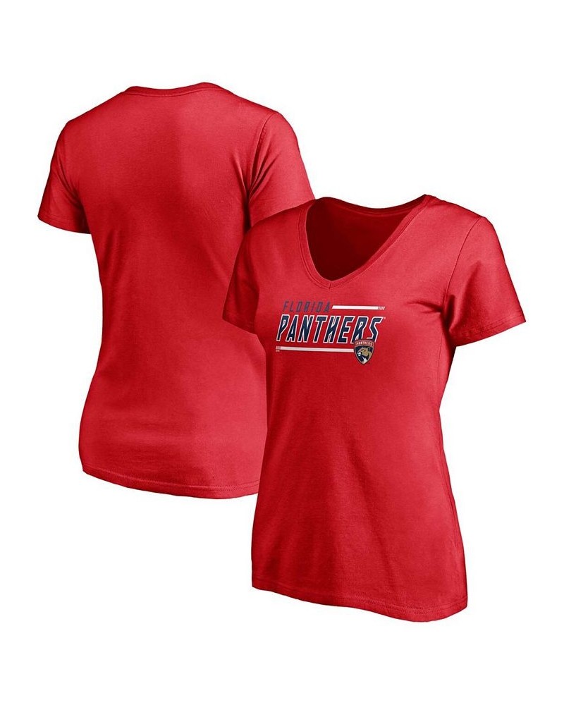 Women's Red Florida Panthers Mascot In Bounds V-Neck T-shirt Red $18.47 Tops