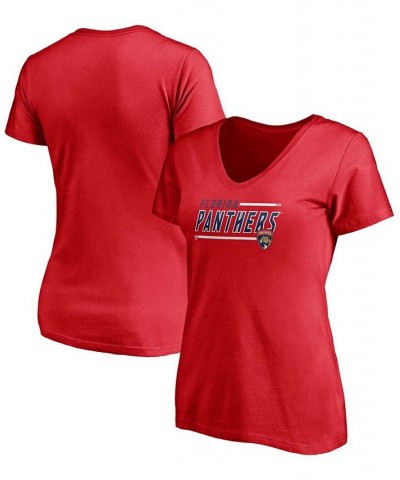 Women's Red Florida Panthers Mascot In Bounds V-Neck T-shirt Red $18.47 Tops