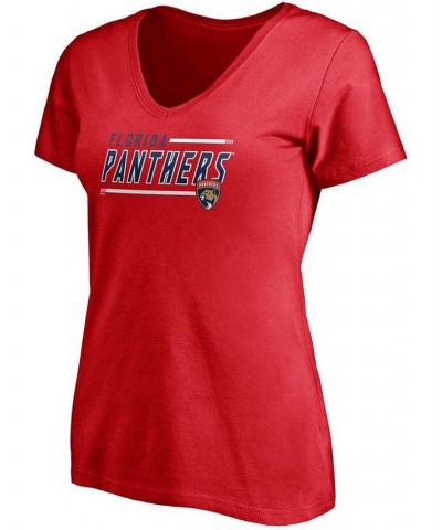 Women's Red Florida Panthers Mascot In Bounds V-Neck T-shirt Red $18.47 Tops