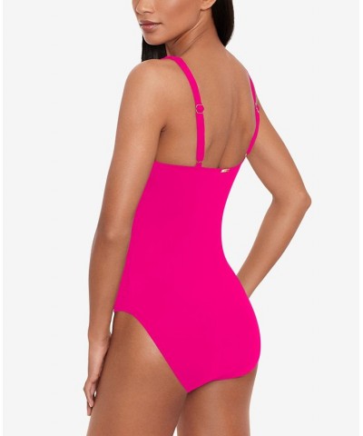 Front-Tie One-Piece Swimsuit Pink $74.40 Swimsuits