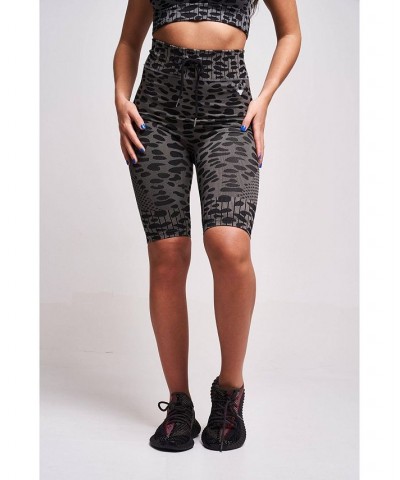 Women's Neva Recycled Leopard High Waisted Cycling Short - Grey Grey $25.20 Shorts