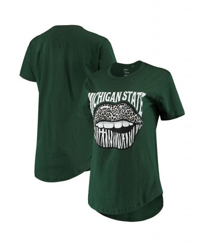 Women's Green Michigan State Spartans Wild Lips Core T-shirt Green $21.41 Tops