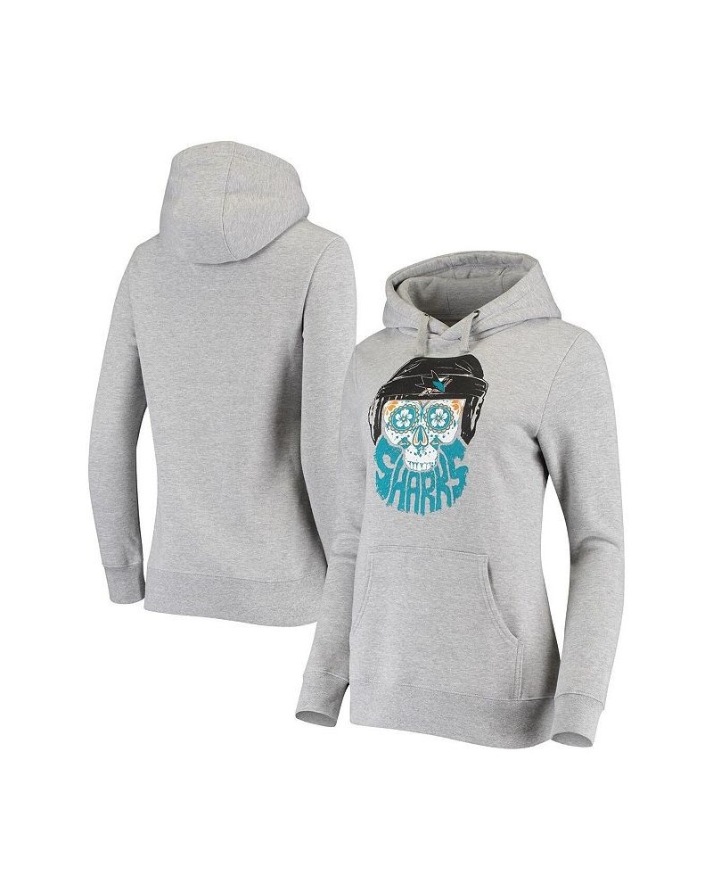 Women's Branded Heathered Gray San Jose Sharks Skull Beard Pullover Hoodie Heathered Gray $30.55 Sweatshirts