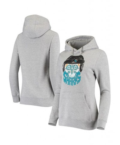 Women's Branded Heathered Gray San Jose Sharks Skull Beard Pullover Hoodie Heathered Gray $30.55 Sweatshirts