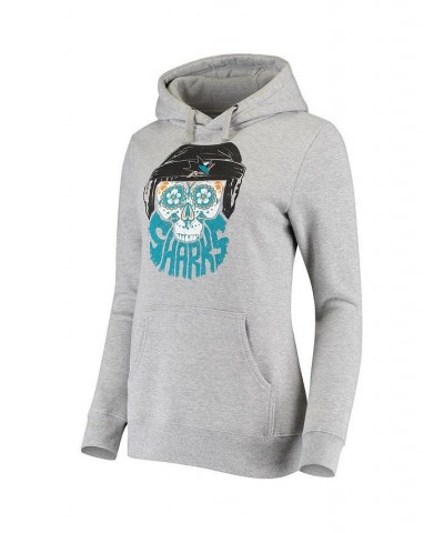 Women's Branded Heathered Gray San Jose Sharks Skull Beard Pullover Hoodie Heathered Gray $30.55 Sweatshirts