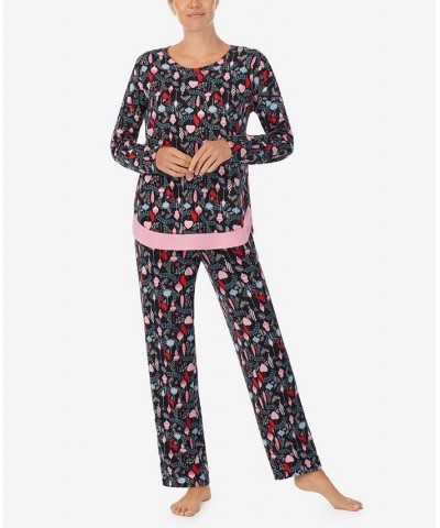 Women's Long Sleeve Crew Neck Pajamas Set Holiday Ornaments $41.16 Sleepwear