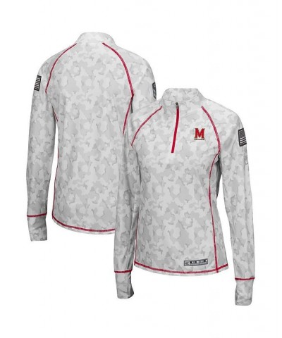 Women's White Maryland Terrapins OHT Military-Inspired Appreciation Officer Arctic Camo 1/4-Zip Jacket White $32.44 Jackets