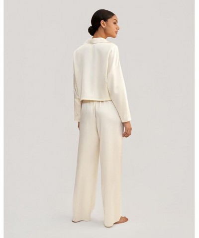 Jasmine Long Silk Pullover Pajama Set for Women White $87.15 Sleepwear