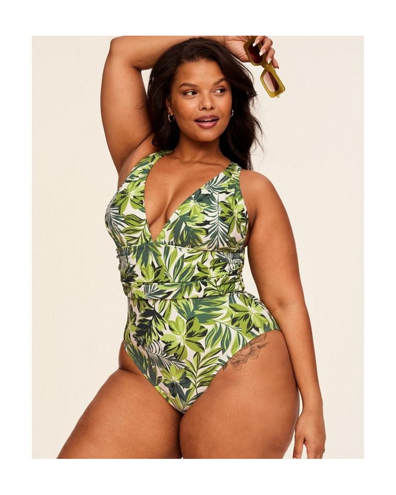 Monroe Women's Plus-Size Swimwear One-Piece Tropical green $30.78 Swimsuits