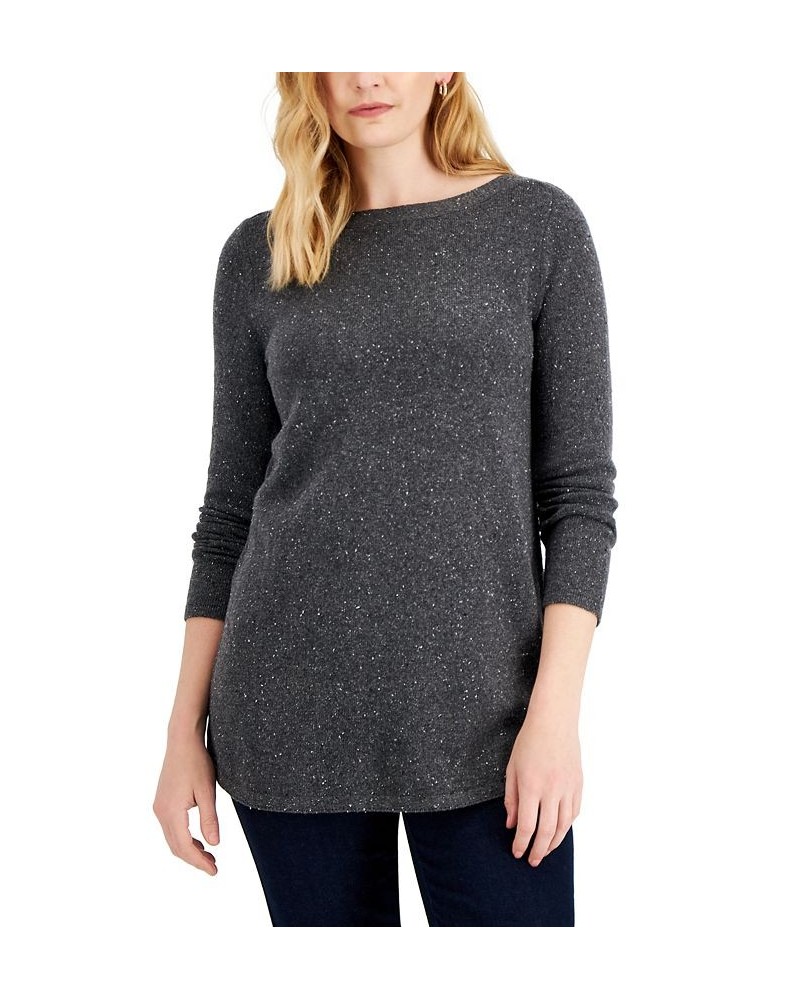 Women's Ballet-Neck Tunic Sweater Gray $12.61 Sweaters