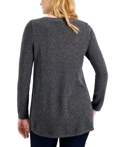 Women's Ballet-Neck Tunic Sweater Gray $12.61 Sweaters