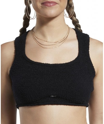 Women's Classic Cozy Cropped Tank Top Black $12.72 Tops