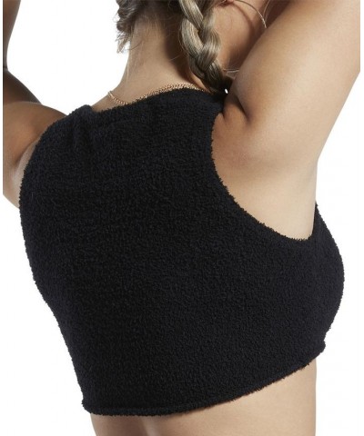 Women's Classic Cozy Cropped Tank Top Black $12.72 Tops