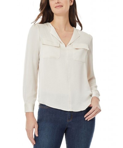 Women's Simplified Utility Blouse White $24.61 Tops