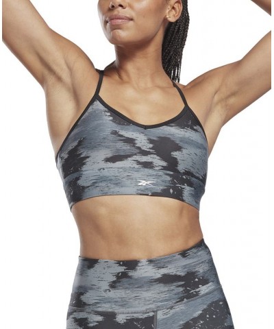 Women's Workout Ready Camo-Print Low-Impact Sports Bra Black $11.20 Bras