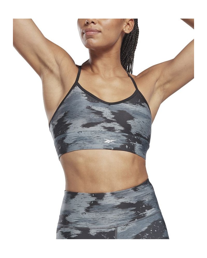 Women's Workout Ready Camo-Print Low-Impact Sports Bra Black $11.20 Bras