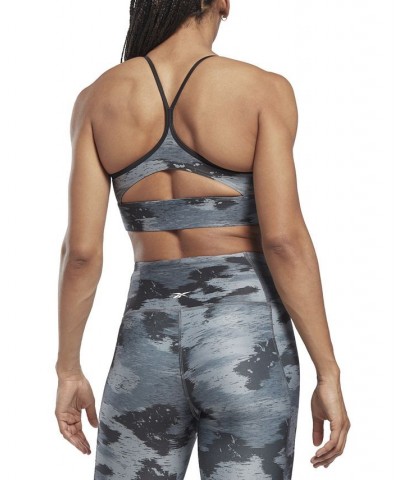 Women's Workout Ready Camo-Print Low-Impact Sports Bra Black $11.20 Bras